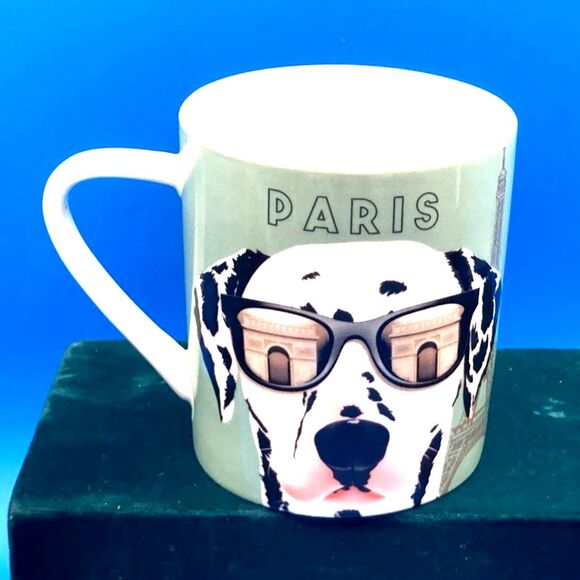Christopher Vine Australia dalmation PARIS china mug excellent 10 oz - Picture 1 of 4